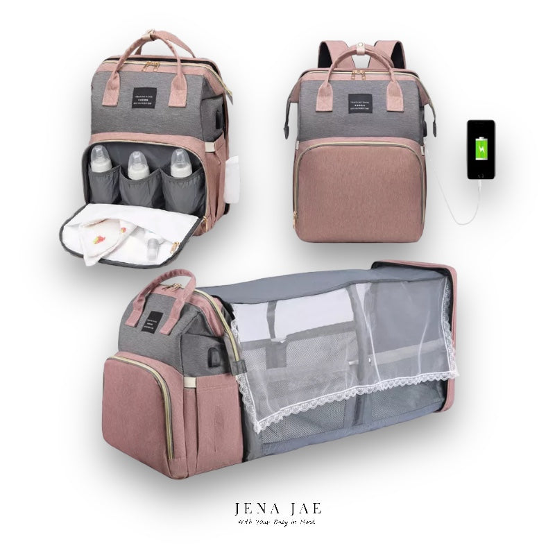 Portable Baby Diaper Bag Backpack and Portable Crib Set