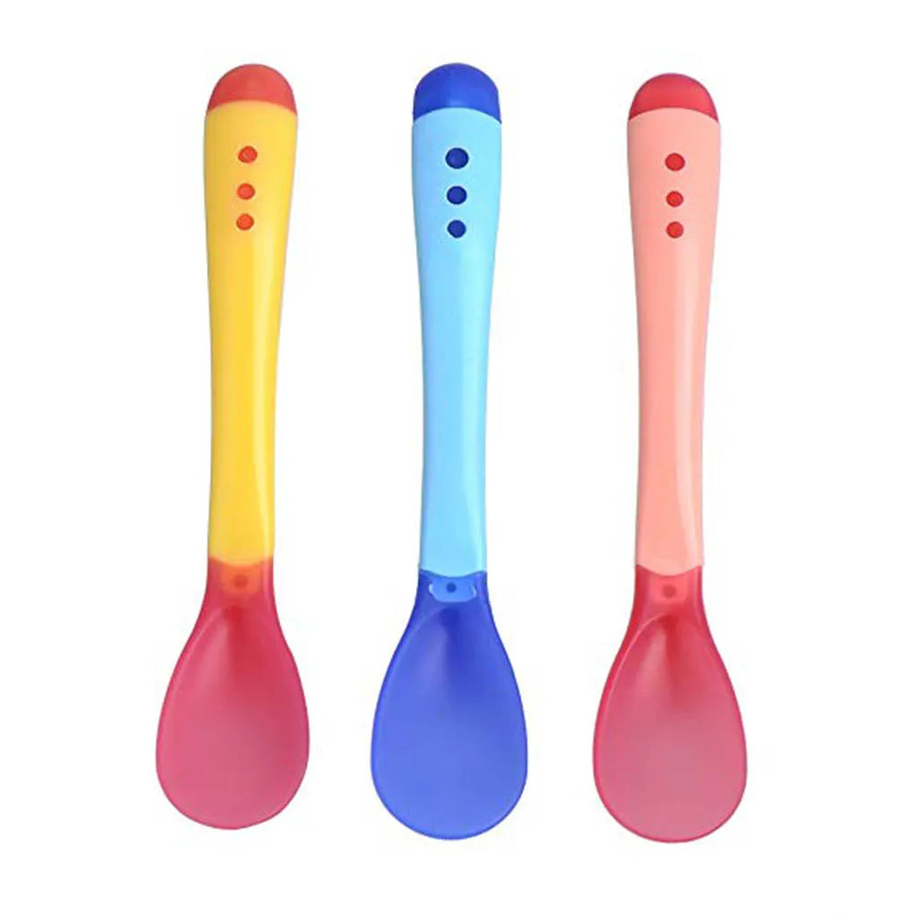 3-Piece Heat-Sensing Baby spoon/spork Utensil Set