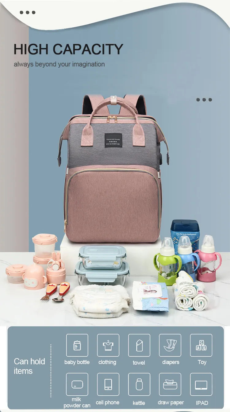Portable Baby Diaper Bag Backpack and Portable Crib Set